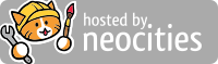 Image of Neocities cat with text reading 'Hosted by Neocities'
